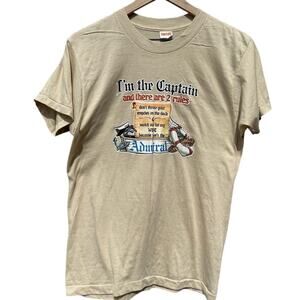 Vintage 70s I'm the Captain and there are 2 rules Roach tan shirt Size Large